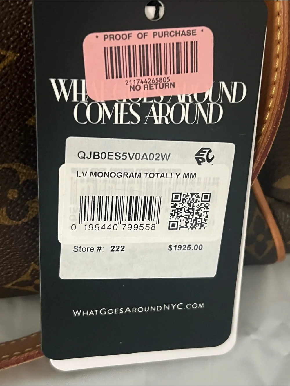 Louis Vuitton Monogram Canvas Tote in Brown with Tan Handles